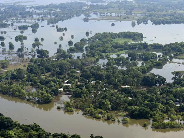 Der Hurrikan „Eta“ hat eine Region in Chiapas, Mexico unter Wasser gesetzt.