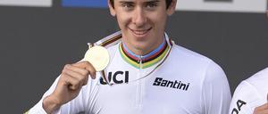 Antonio Tiberi belegte 2019 bei der Weltmeisterschaft der Junioren im Einzelzeitfahren den ersten Platz.
