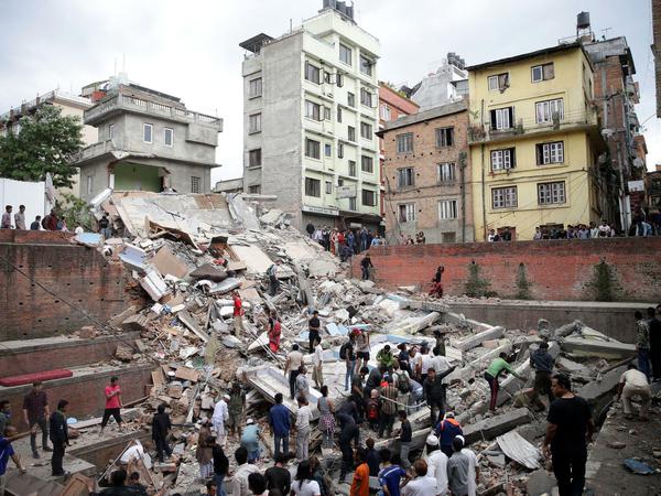 Eingestürzte Gebäude in Nepals Hauptstadt Kathmandu.