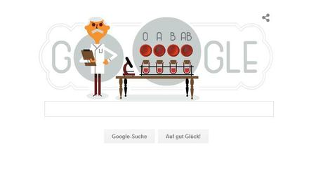 Karl Landsteiner wäre heute 148 Jahre alt geworden. Google ehrt den Entdecker der Blutgruppen mit einem Doodle. 