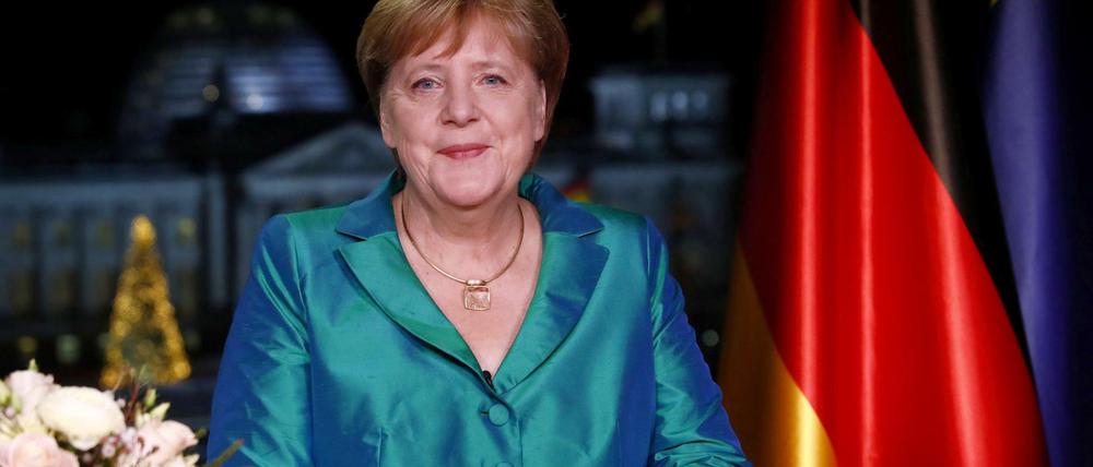 Bundeskanzlerin Angela Merkel, aufgenommen nach der Aufzeichnung ihrer Neujahrsansprache im Kanzleramt.