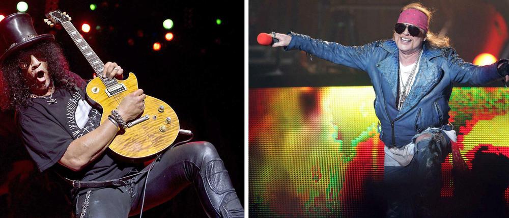 Gitarrist Slash und Sänger Axl Rose von Guns'N'Roses - hier Archivbilder aus dem Jahr 2012.
