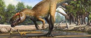 Skizze des bereits bekannten amerikanischen Bruders: Torvosaurus tanneri
