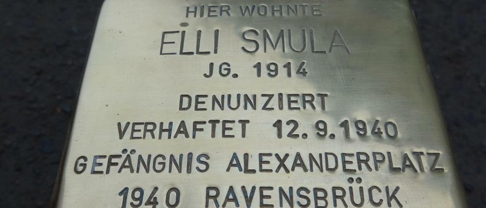 Der Stolperstein von Elli Smula. 