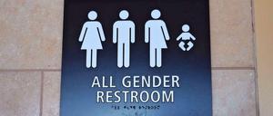 Schild einer All-Gender-Toilette in den USA.