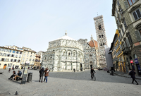 In der Krise kaum was los. Die Piazza del Duomo. Foto: Jennifer Lorenzini/dpa
