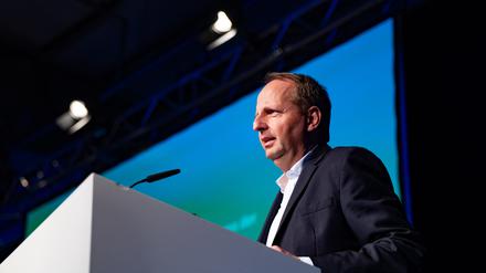Thomas Heilmann, Vorsitzender der Klimaunion, beim Jahreskongress 2024 im März in der Zeche Zollverein. 