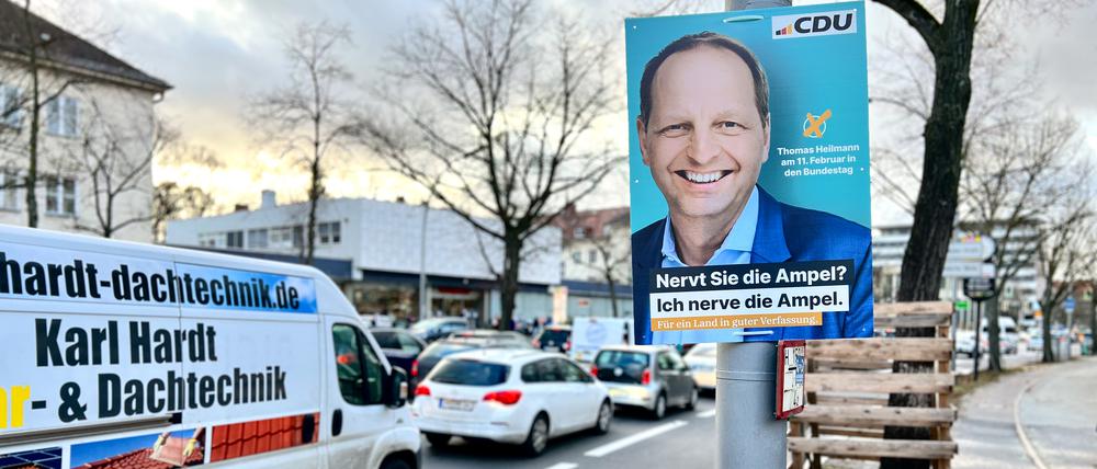 Wahlplakat in Zehlendorf-Mitte: Thomas Heilmann (CDU) nervt die Ampel.