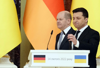 Bundeskanzler Olaf Scholz und der ukrainische Präsident Wolodymyr Selenskyj Anfang des Jahres. Foto: dpa