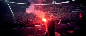 Die Band Rammstein tritt im Olympiastadion Berlin auf.