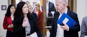 Der Regierende und die Senatorin: Kai Wegner und Katharina Günther-Wünsch (beide CDU), nach dem Gipfel gegen Jugendgewalt im Roten Rathaus. 