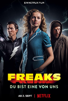 Die Hauptfiguren der Netflix-Reihe auf dem „Freaks“-Poster. Foto: Netflix