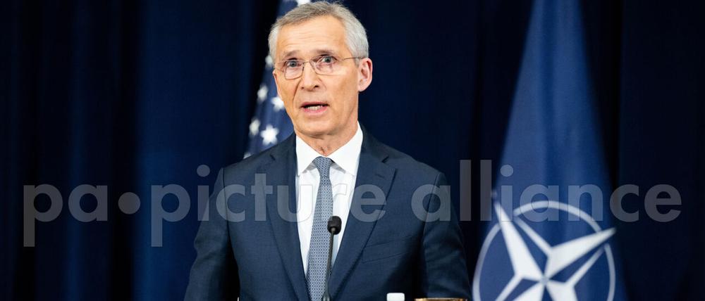 NATO Secretary General Jens Stoltenberg speaking at a NATO / U.S. press conference at the U.S. State Department in Washington, DC. (Photo by Michael Brochstein/Sipa USA)