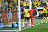 Marco Reus stochert den Ball zum 1:0-Siegtor hinter die Linie. Foto: dpa/Bernd Thissen