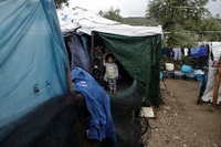Provisorische Unterkunft im Camp Moria. Foto: REUTERS