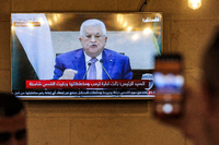 Wahlabsage live im Fernsehen: Palästinenserpräsident Mahmud Abbas Foto: AFP/Hazem Bader