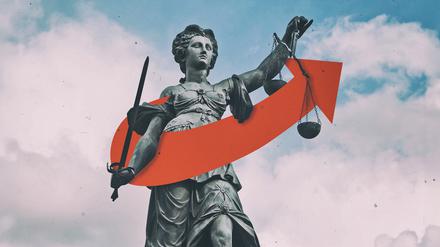 Die AfD und Justitia (Illustration)
