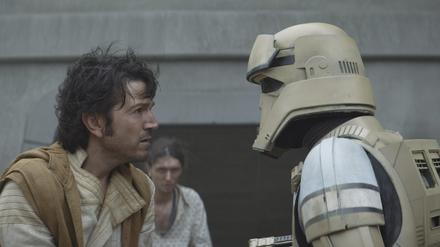 (L-R): Cassian Andor (Diego Luna) and a shoretrooper in Lucasfilm's ANDOR, exclusively on Disney+. ©2022 Lucasfilm Ltd. & TM. All Rights Reserved. Diego Luna in "Andor"