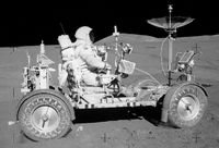 Vierradantrieb: der erste Mondrover wurde, wie später Nummer 2 und 3, mit einem Elektromotor für jedes Rad betrieben. Foto: Nasa