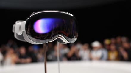 Das neue Apple Vision Pro Headset wird während der Apple Worldwide Developers Conference am 05. Juni 2023 in Cupertino, Kalifornien, vorgestellt.
