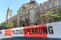 Bombendrohung gegen das Berliner Landgericht im Prozess gegen André M., der selbst zahlreiche Bombendrohungen verschickt haben soll Foto: Florian Boillot