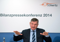 Der Vorstandsvorsitzende des Stromnetzbetreibers 50Hertz Transmission GmbH, Boris Schucht, bei einer Pressekonferenz 2015. Foto: dpa
