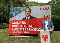 Der CDU-Spitzenkandidat für die Landtagswahl in Brandenburg; Ingo Senftleben stellt sein ein 100-Tage-Programm vor. Foto: ZB