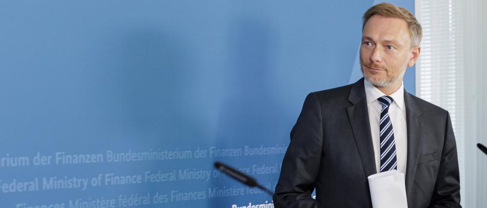 Christian Lindner FDP, Bundesminister der Finanzen, bei der Pressekonferenz zur Steuerschätzung in Bonn am 27.10.2022. 