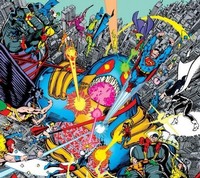 Helden-Versammlung: Eine von Pérez gezeichnete Szene aus „Crisis on Infinite Earths“. Foto: DC