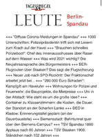 Die 12 Tagesspiegel-Bezirksnewsletter (hier: die Themen aus Spandau) gibt es unter leute.tagesspiegel.de .