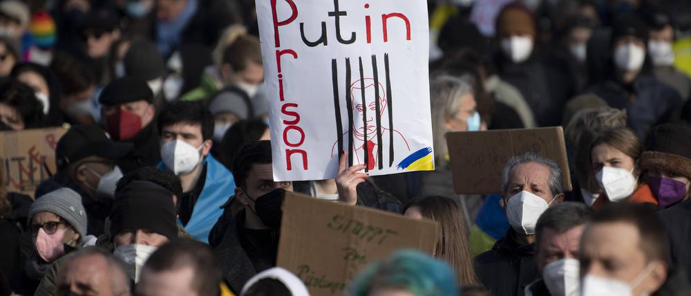 Demonstration gegen den russischen Krieg gegen die Ukraine in Berlin.