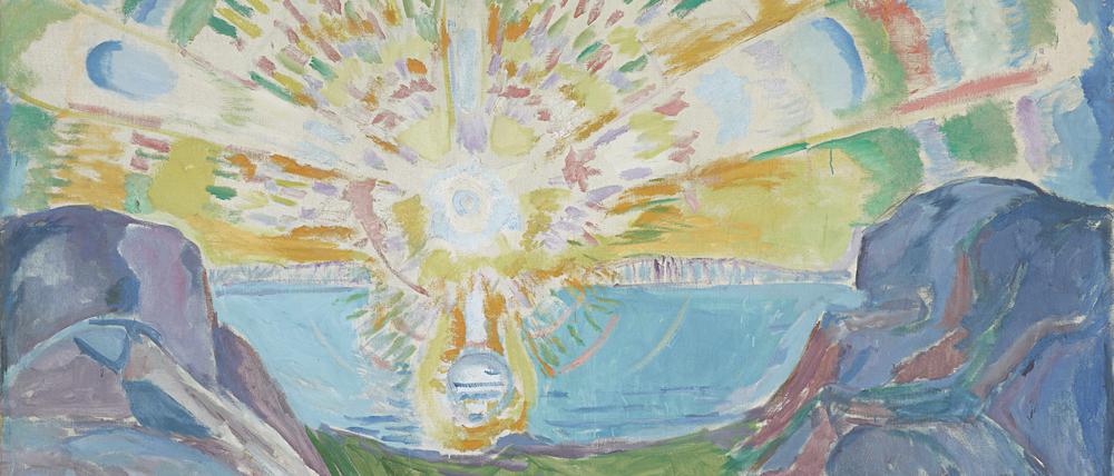 Edvard Munchs „Die Sonne“ (1910-1913) ist eines der Hauptwerke in der Ausstellung „Munch. Lebenslandschaft“ im Museum Barberini in Potsdam. Die Schau läuft vom 18. November 2023 bis zum 1. April 2024.