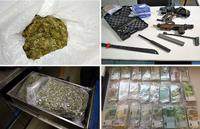 Die Ermittler fanden unter anderem 55 Kilogramm Marihuana, Amphetamin und Kokain, mehrere Pistolen und Bargeld. Foto: dpa