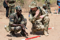 Gemeinsam mit anderen Europäern bilden Bundeswehr-Experten in Mali einheimische Soldaten aus - hier im Räumen von Minen. Foto: Maurizio Gambarini/DPA
