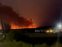 Videos auf Twitter zeigen Explosionen und Brände mutmaßlich nahe der russischen Stadt Belgorod. Foto: Screenshot/Twitter/@TheDeadDistrict