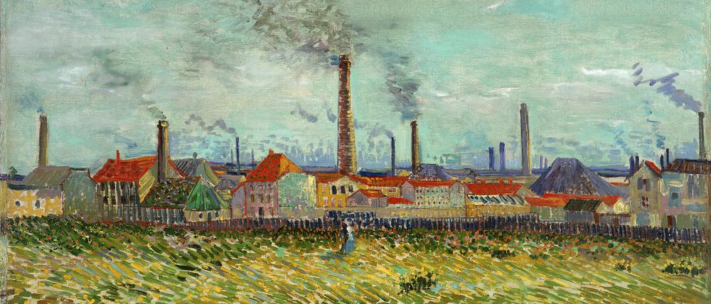 Auf van Goghs Gemälde „Fabriken bei Clichy“ trennt nur ein kleiner Zaun das Industriegebiet vom leuchtenden Feld. Dieses und viele weitere Werke von Vincent van Gogh, Paul Signac, Georges Seurat, Émile Bernard und Charles Angrand entdeckt man in der Ausstellung „Van Gogh entlang der Seine“ („Van Gogh along the Seine“) im Van Gogh Museum in Amsterdam.