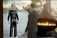 Facebook Chef Mark Zuckerberg zeigt mit seinem Avatar die Vision vom Metaversum. Foto: Reuters
