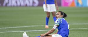 Die Enttäuschung ist groß: Brasiliens Superstar Marta während des Fußballspiels der FIFA Frauen-Weltmeisterschaft 2023 zwischen Jamaika und Brasilien in Melbourne, Australien. (Foto: Richard Callis/Sport Press Photo)