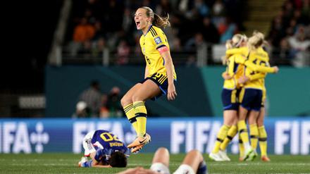 Den Schwedinnen gelingt ein überraschender Sieg gegen Japan im WM-Viertelfinale.