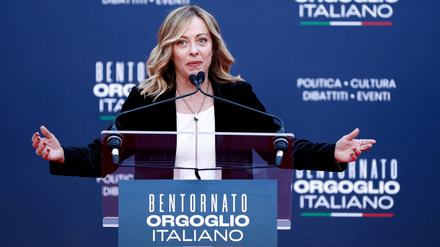 Italiens Premierministerin Giorgia Meloni beim politischen Festival „Atreju“ ihrer Partei Brüder Italiens (Fratelli d’Italia) im Dezember. 