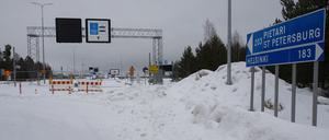 Geschlossener Checkpoint Vaalimaa an der finnisch-russischen Grenze im Januar.