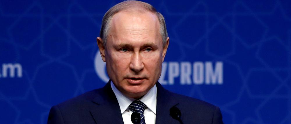Russlands Präsident Wladimir Putin während der Eröffnungsfeier der TurkStream-Pipeline in Istanbul.