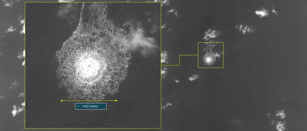 Ein Bild von ImageSat International (ISI) zeigt den Austritt des Gases an der Oberfläche der Ostsee.