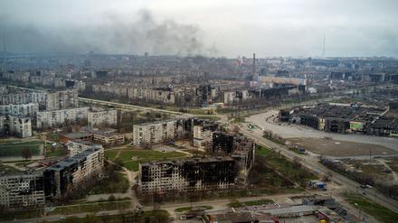 Ein Blick über Mariupol im April 2022.