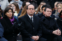 Frankreichs Präsident Francois Hollande beim Gedenken an die Opfer der Terroranschläge am 10. Januar 2016. Foto: dpa