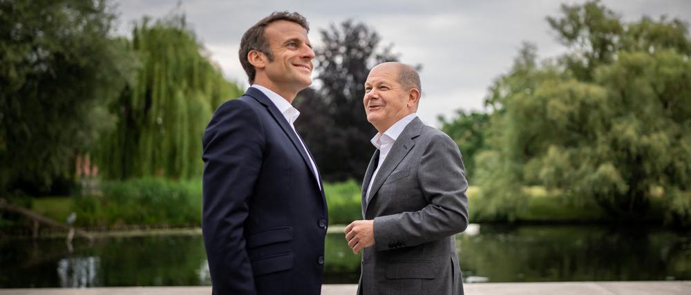 Brauchen ein neues gemeinsames Leitmotiv: Frankreichs Präsident Emmanuel Macron und Bundeskanzler Olaf Scholz im Juni  in Potsdam.