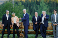 US-Präsident Joe Biden (Mitte) beim G7-Gipfel in Elmau. Foto: Ludovic Marin/REUTERS