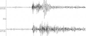 Ein Seismograph in Dänemark zeigt starke Ausschläge am Montag. 