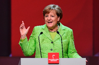 Bundeskanzlerin Angela Merkel eröffnete am Sonntagabend die Hannover Messe. Foto: AFP