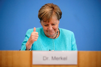 Bundeskanzlerin Angela Merkel (CDU) bei der Pressekonferenz in Berlin. Foto: Hannibal Hanschke/Reuters